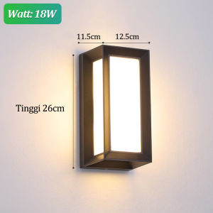 Lampu Dinding Outdoor Minimalis Modern Tempel Aesthetic Hias LED 12/18 Watt Waterproof Taman Ruang Tamu Kamar Tidur Hitam Lampu Dinding