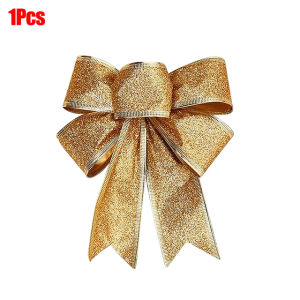 🔥 5PCS Glitter Christmas Bows Xmas Tree Ornaments Bowknot New Year Christmas Holiday Home Party Decor Gifts Ribbon Bows Crafts