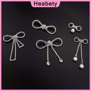 Heabety Fashion Romantic Sweet Rhinestone Bowknot Brooch Pearl Tassel Buckle Pin Cardigan Coat Sweater Brooches Wedding Accessories