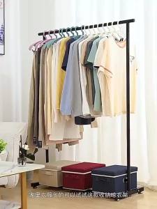 Space Saving Single Pole Drying Rack Mobile Clothing Rail with Wheels for Laundry Room - Adjustable Height Garment Organizer Rak Sidai Baju