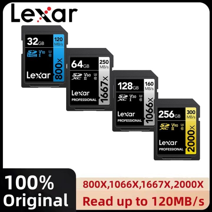 Original Lexar SD Card 2000X V90 U3 C10 1667X V60 SDXC Flash Memory