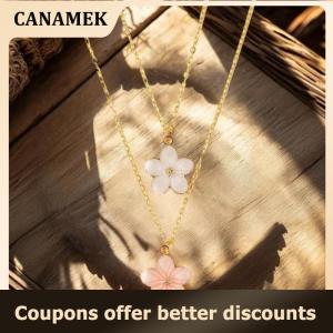 【 CANAMEK 】 New Flower Pendant Necklace For Women Romantic Cherry Blossom Choker Girls Party Wedding Neck Jewelry Gift