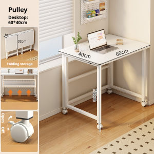 Folding Study Desk With Wheels Meja Portability Computer Table Simple Writing Desk Bedroom Bedside Table Small Apartment Tray Table 可移动学习桌