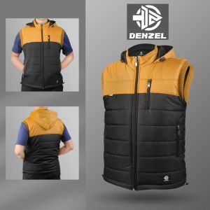 DENZEL - Rompi Pria kuning Hitam DZ 034 - Jaket Rompi Pria - Jaket Motor Rompi - Jaket Rompi Laki laki