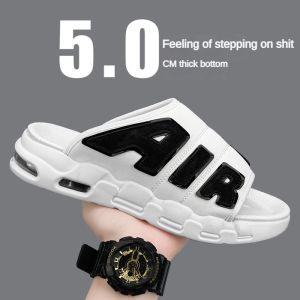 I know Mens Fashionable Summer New Arrival Air Cushion Outdoor One-Word Slippers - Comfortable and Trendy Beach Sandals