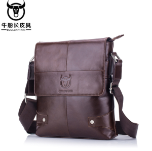 BULLCAPTAIN Men briefcase Bag Genuine Leather Man Crossbody Shoulder Bag Messenger Leather Bag
