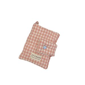 SHIRUI Quilted Cotton Notebook Cover Love Heart Plaid Handmade Diary Protective Case Creative Detachable Mini Pocket Handbook Case for Girls Gift