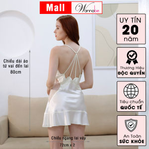 Đầm ngủ phi lụa cao cấp WANNABE DNS37 váy ngủ satin lụa phối ren eo tạo đường cong hoàn mỹ nữ tính xinh xắn