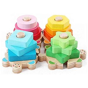 MOMO Toys Wooden Turtles Tower - Mainan Kayu - stacking - Shape -Colour -mainan edukasi
