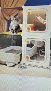 Cat Cage Household Indoor Cat Villa House with Integrated Toilet Cat Shelter Super Large Free SpaceHouse Dry Wet Separation