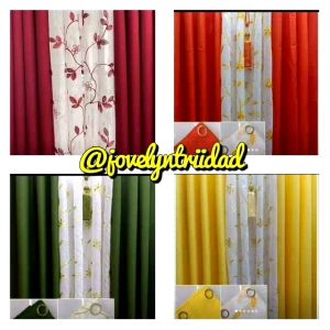 3In1 Katrina Plain and Embroidery Curtain Sets