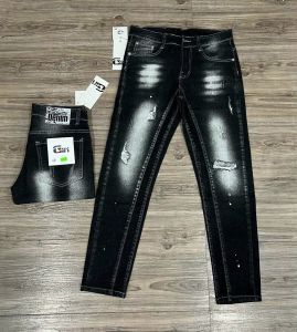 Quần bò jean nam dài đen rách 2 đáy phong cách chất jean co giãn tốt chuẩn form bền đẹp giá tốt 25/06