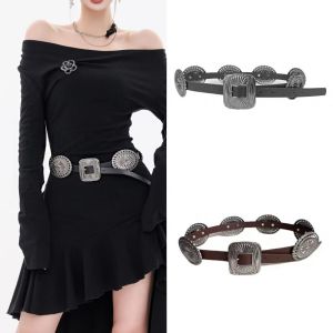 VCH Y2K Metal Carved Belts Wide Western Style Cowboy Bohemian Style Belts Casual Ethnic Style Ethnic Style Waistband Women