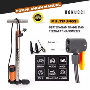 POMPA ANGIN TABUNG + METER - KOMPA RODA BAN SEPEDA MOTOR MANUAL MULTIFUNGSI 4 IN 1