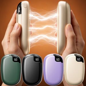SINGLE Digital Display ic Split Hand Warmer Fast Heating 2 in 1 Pocket Warm Hand Treasure Compact 3 Temperature Settings Electric Handwarmer Indoor Use