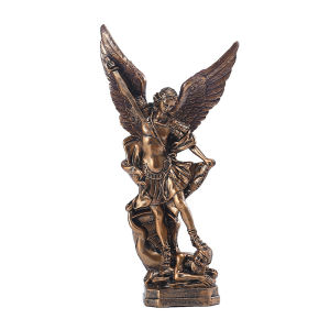 Classical Bronze Resin Saint Michael Archangel Figurine 31.5cm Decorative Craft for Christmas Gift Birthday Souvenir