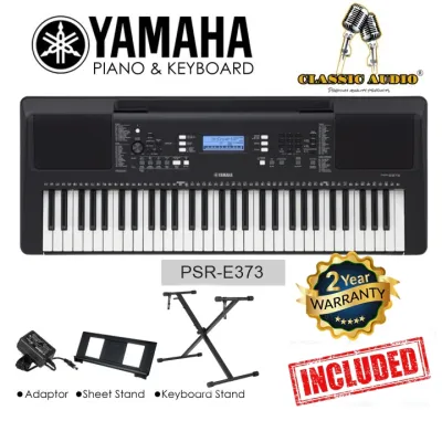 Yamaha PSR E373 61-Keys Portable Keyboard with Keyboard Stand Double Heavy Duty +Original Yamaha Adaptor /power Supply +Music Book Stand +Warranty Card+Booklet