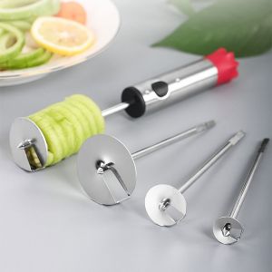 J2UQR3 Home with Ergonomic Anti-Slip Handle Stainless Steel Easy to Use Slicer Digging Drill Spiral Cutter Vegetable Peeler Fruit Corer Opener Tool