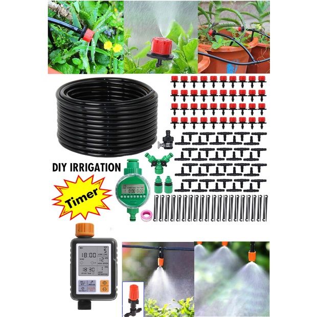 DIY Timer Automatic Garden Drip Irrigation System Plant Flower Watering ...