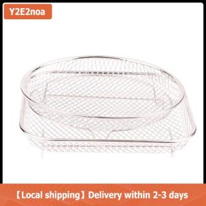 【Local shipping】 1PC Nồi chiên không khí giá Stackable Nướng Giá thép không gỉ Nướng Giỏ chống dính Airfryer khay dây giá Giỏ nhà bếp tiện ích