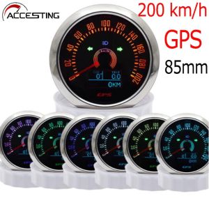85mm Marine Car 2 IN 1 GPS Speedometer Tachometer 120kmh 0-200MPH GPS Speedometer Gauge Speed Meter with 8000RPM Tachometer For Car Truck Marine Boat ATV 9-32V Motorcycle Accessories
