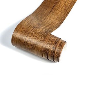 LoviRa Wood Grain PVC Self Adhesive Wallpaper Waterproof Skirting Line Wood Baseboard Wall Border Stickers
