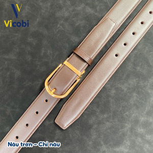 Thắt lưng nam da bò Enza Vicobi TLB3V Vàng dây lưng khóa kim bản 33cm