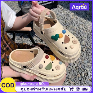 Aqrau ใหม่ล่าสุด🔥รองเท้าแตะหัวโต รองเท้าแตะแบบสวม ส้นหนา พื้นนิ่ม มีกันลื่นรองเท้าแตะแบบสวมส้นเตี้ยแบบสวมสำหรับกลางแจ้งและในบ้านสำหรับผู้หญิงและผู้ชาย