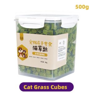 Large Bucket Freeze-Dried Cat Grass Cubes Natural Hairball Remedy Cat Treats Crunchy Snacks for Cats Supports Digestive Health 500g