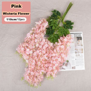 【12pcs】110cm Artificial Fake Wisteria Vine Home Party Wedding Decoration High End Flowers String