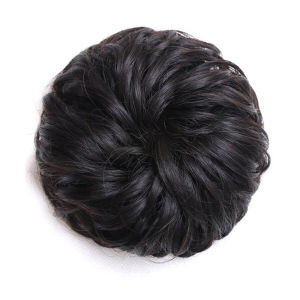 OMQAIO Natural Brown Drawstring Curly Rubber Band Hairpieces Elastic Band Messy Hair Donut Bun Synthetic hair Curly Chignon