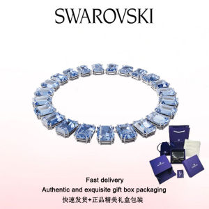 ♈Swarovski♈ Stylish Womens Jewelry The New S925 Sterling silver octagonal cut crystal blue crystal gem Milenia necklace Valentines Day gifts birthday gifts Free genuine gift box