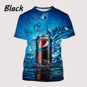 Casual Tshirts for Men Pepsi 3D Printing Mens T-Shirts Round Neck Short Sleeve