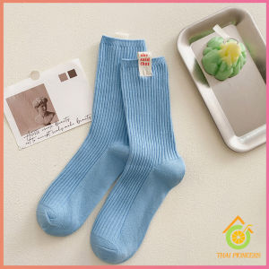 Thai Pioneers ถุงเท้ากีฬา ข้อยาว ผ้าฝ้าย ถุงเท้าข้อกลาง แฟชั่นฤดูใบไม้ร่วง womens socks