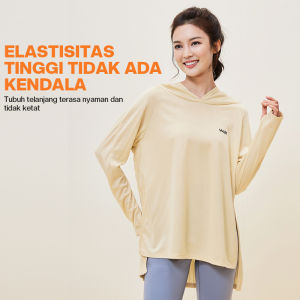 WiZi Atasan Olahraga Wanita Lengan Panjang Baju Gym Kaos Sport Hoodie Longgar Bernapas