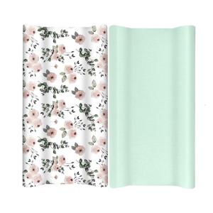 2 cái thiết lập thoải mái Giường cũi trẻ em Tấm bọc vừa vặn cho nôi mềm mại và thoáng khí nệm lót giường cũi Protector tấm ga trải giường