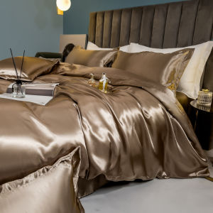 Dansunreve Silk Satin Bedding Set 4 IN 1 Premium Soft Quality Fitted Bedsheet Set Duvet cover and Pillowcase Bedding Set Single Queen King