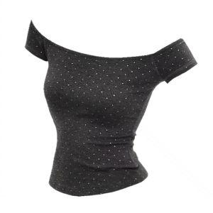 IELGY One collar polka dot short sleeved slim fit T-shirt for women