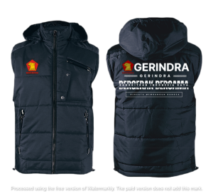 Rompi Motor Custom Logo Partai Gerindra - Jaket Pinggang Pria Warna Merah/Maroon/Hitam