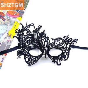 [COD] SHZTGM หน้ากากครึ่งหน้าฮาโลวีนชุดเดรสผู้หญิงหรูหรางานปาร์ตี้คริสต์มาสตกแต่งคอสเพลย์หน้ากากไนท์คลับ