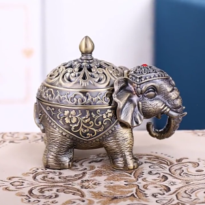 Backflow Incense for Burner/Incense Cone Holder for Office/Home Yoga Room Metal Decorations Statue Ornaments -Elephant S