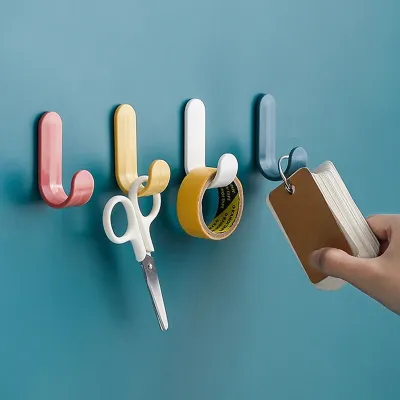 Set 4 Móc Dán Tường Treo Đồ Hình Chữ J Nhiều Màu Sắc