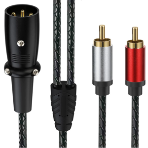 3Pin to 2RCA Y Splitter Patching Cable 2RCA Male to 3Pin Male Sound Cable Adapter for Speaker Condenser Microphone