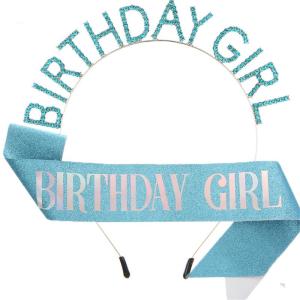 Hàn Quốc sinh nhật Cô Gái Headband lấp lánh công cụ chụp ảnh sinh nhật Cô Gái Sash bờm tóc tiaras sinh nhật hairband