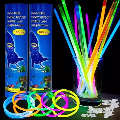 Que Phát Sáng Dạ Quang 7 Màu Hộp 100 Que – Glow Stick Tạo Vòng Tay Trang Trí Tiệc Tùng Lễ Hội