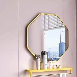 [SG Seller]Diamond Shape Mirror Makeup Wall-Mounted Mirror Bathroom Mirror Wall-Mounted Bedroom with Storage Rack
