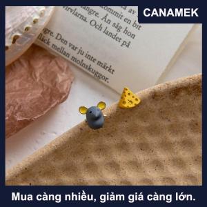 【CANAMEK】 Bắt Mắt Chuột Bông Tai Độc Đáo Chuột Và Pho Mát Bông Tai Bắt Mắt Đồ Trang Sức Cho Đảng Hàng Ngày Mặc Tai Clip Bông Tai
