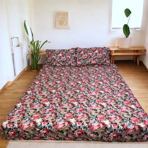 Thickness 3 in 1 Garterized Bedding Set Fitted Sheet Pillowcases Bed Sheet Cover Queen King