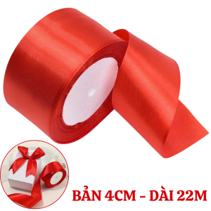 Cuộn Ruy Băng Satin Đỏ Trơn Bản 1cm và 4cm Làm Nơ Trang Trí Hộp Quà Phụ Kiện Handmade - Cuộn Duy Băng Trang Trí Sự Kiện Decor Tết Dài 22M
