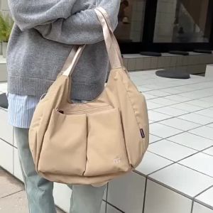 กระเป๋าทรงสี่เหลี่ยมมีหูหิ้วสะพายไหล่กระเป๋าทรงเกี๊ยวน้ำหนักเบาความจุมากกระเป๋าสะพายไหล่กระเป๋าเอกสารกระเป๋าคนส่งเอกสารลำลองไนลอนกันน้ำกระเซ็นของผู้หญิง